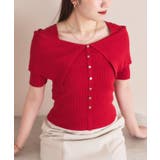 レッド(60) | ビックカラーオフショルハーフスリーブニット | VIS