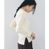 オフホワイト(15) | スリーブ釦アクセントリブニット/WEB限定FSサイズ・静電気防止 | VIS