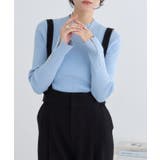 サックス(48) | スリーブ釦アクセントリブニット/WEB限定FSサイズ・静電気防止 | VIS