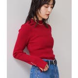 レッド(60) | スリーブ釦アクセントリブニット/WEB限定FSサイズ・静電気防止 | VIS