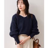 ネイビー(40) | Vネックレースニットプルオーバー | VIS 
