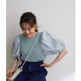 サックス(48) | 【WEB限定】異素材コンビボリューム袖プルオーバー | VIS 