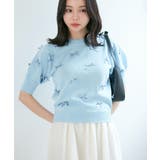 サックス(48) | 【WEB限定】リボンハーフスリーブニット | VIS 