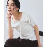 【WEB限定】【骨格で選べる2タイプ】オフショル風リボン半袖ニット | VIS | 詳細画像1