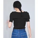 【WEB限定】【骨格で選べる2タイプ】オフショル風リボン半袖ニット | VIS | 詳細画像14