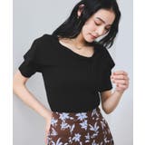 ブラック系(02) | 【WEB限定】【骨格で選べる2タイプ】オフショル風リボン半袖ニット | VIS