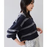 【WEB/一部店舗限定】ボーダー柄ポロニットプルオーバー | VIS | 詳細画像10