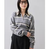 ライトグレー(08) | 【WEB/一部店舗限定】ボーダー柄ポロニットプルオーバー | VIS