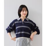 ネイビー系(41) | 【WEB/一部店舗限定】ボーダー柄ポロニットプルオーバー | VIS