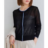 ブラック(01) | 【WEB限定】リネンタッチ配色シアーカーディガン | VIS 