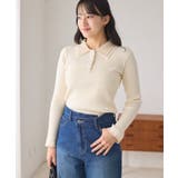 【WEB限定】ダブルカラーポロニットトップス | VIS | 詳細画像34