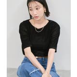 ブラック(01) | シーアベロア5部袖プルオーバー | VIS 