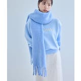 サックス(48) | 【リサイクルポリ】ふわふわ太フリンジマフラー | VIS