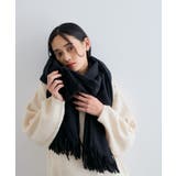 ブラック(01) | 【リサイクルポリ】なめらかタッチ無地大判ストール | VIS 