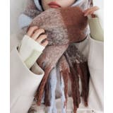 ふわふわフリンジチェックマフラー/静電気防止 | VIS  | 詳細画像7 