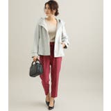 【蓄熱+静電気防止】フレンチウール混立ち襟フードショートコート | VIS  | 詳細画像14 