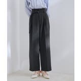 ブラック(01) | 【接触冷感 洗える】美easy Dカンベルト付きワイドパンツ【セットアップ対応】 | VIS