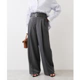 チャコール(06) | ベルトディティールパンツ/防シワ・イージーケア | VIS