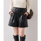 ブラック(01) | レザーショートパンツ | VIS 