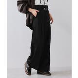 ブラック(01) | ベルトディテールタックワイドパンツ/イージーケア | VIS 
