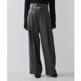 チャコール(06) | ベルトディテールタックワイドパンツ/イージーケア | VIS 