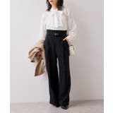 起毛ウールライク版ベルトディテールタックワイドパンツ | VIS  | 詳細画像18 