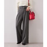 グレー(07) | 起毛ウールライク版ベルトディテールタックワイドパンツ | VIS 