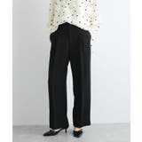 ブラック(01) | 【新色追加】【美easy】ウーリッシュ2タックワイド スラックスパンツ【洗える】 | VIS