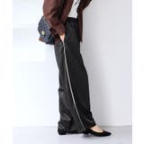 ブラック(01) | 【WEB/一部店舗限定】配色サイドラインサテンイージーパンツ | VIS 