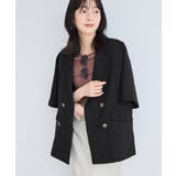 ブラック(01) | 美easyリネンライクハーフスリーブダブルジャケット イージーケア 接触冷感 | VIS 