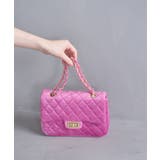 ピンク(63) | 【2WAY】フェイクレザー＆ベロアキルティングショルダーバッグ | VIS 