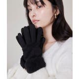 ブラック(01) | スマホタッチ刺繍付きムートングローブ | VIS 