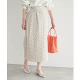 ベージュ(27) | フラワープリントくるみ釦ラップスカート | ROPE' PICNIC