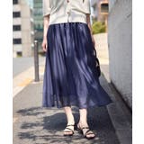 ネイビー(40) | エアリーシアーギャザーロングスカート | ROPE' PICNIC