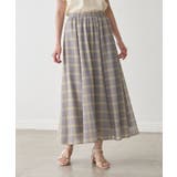 ラベンダー(52) | シアーマドラスチェックボイルフレアスカート | ROPE' PICNIC