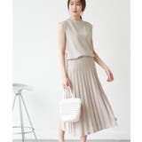 ベージュ(27) | フレンチスリーブニットプリーツワンピース | ROPE' PICNIC