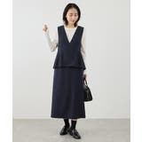 ネイビー(40) | レイヤード風ペプラムジャンパースカート | ROPE' PICNIC