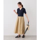 メタル釦布帛ドッキングハーフスリーブニットワンピース | ROPE' PICNIC | 詳細画像21 