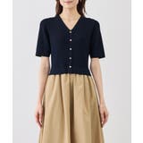メタル釦布帛ドッキングハーフスリーブニットワンピース | ROPE' PICNIC | 詳細画像23 