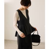 ブラック(01) | 【新色追加】レイヤード風ペプラムジャンパースカート | ROPE' PICNIC