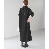 ブラック(01) | 【WEB限定】バックボタンリラックスニットワンピース | ROPE' PICNIC