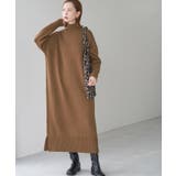 ブラウン(22) | 【WEB限定】バックボタンリラックスニットワンピース | ROPE' PICNIC