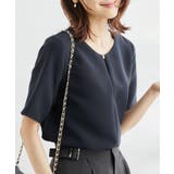 セットアップ対応 フロントホックハーフスリーブブラウス | ROPE' PICNIC | 詳細画像1