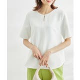 ホワイト(10) | セットアップ対応 フロントホックハーフスリーブブラウス | ROPE' PICNIC