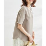 キャメル系(26) | セットアップ対応 フロントホックハーフスリーブブラウス | ROPE' PICNIC