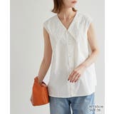 ホワイト(10) | リンクコーデ/刺繍襟ブラウス | ROPE' PICNIC