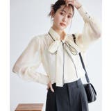 オフホワイト(15) | 2WAY/配色リボンブラウス | ROPE' PICNIC