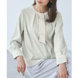 ライトグリーン(33) | ジョーゼット配色ボウタイ風ブラウス/セレモニー・通勤対応 | ROPE' PICNIC