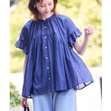 ブルー(44) | コットンボイルギャザーブラウス/リンクコーデ | ROPE' PICNIC