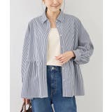 ネイビー(40) | ペプラムシャツブラウス/UVカット・防シワ | ROPE' PICNIC